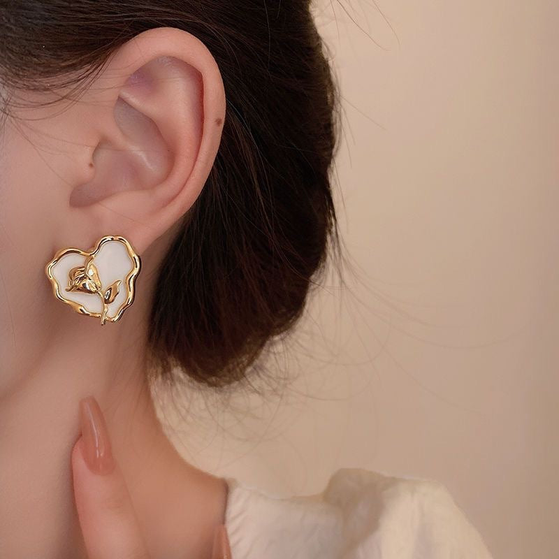 Love Heart Flower Earrings