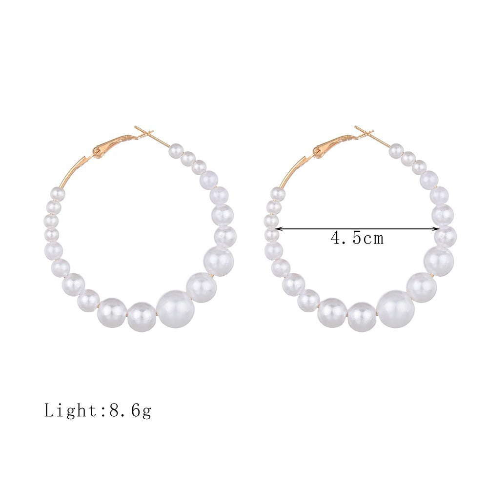 Faux Pearl Hoop Pearl Stud Hoop