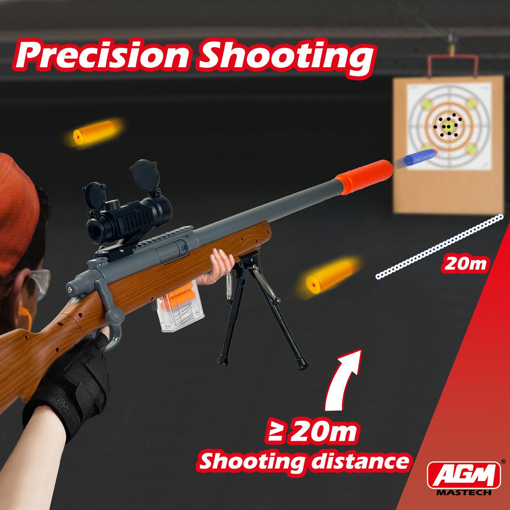 Wood grain toy gun with scope and accessories toy sniper rifle