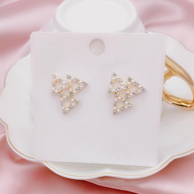Geometry Rhinestone Triangle Stud Earrings