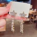 Crystal Rhinestone Star Tassel Earrings