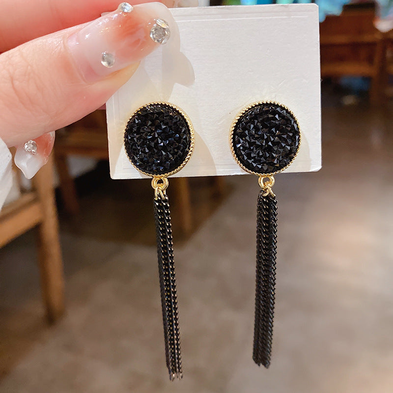 Long Crystal Tassel Dangle Earrings for Women